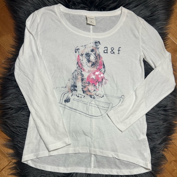 Abercrombie & Fitch Other - Abercrombie & Fitch Kids White Bulldog Print Long Sleeve Tee Size Medium